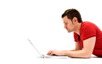 working with laptop