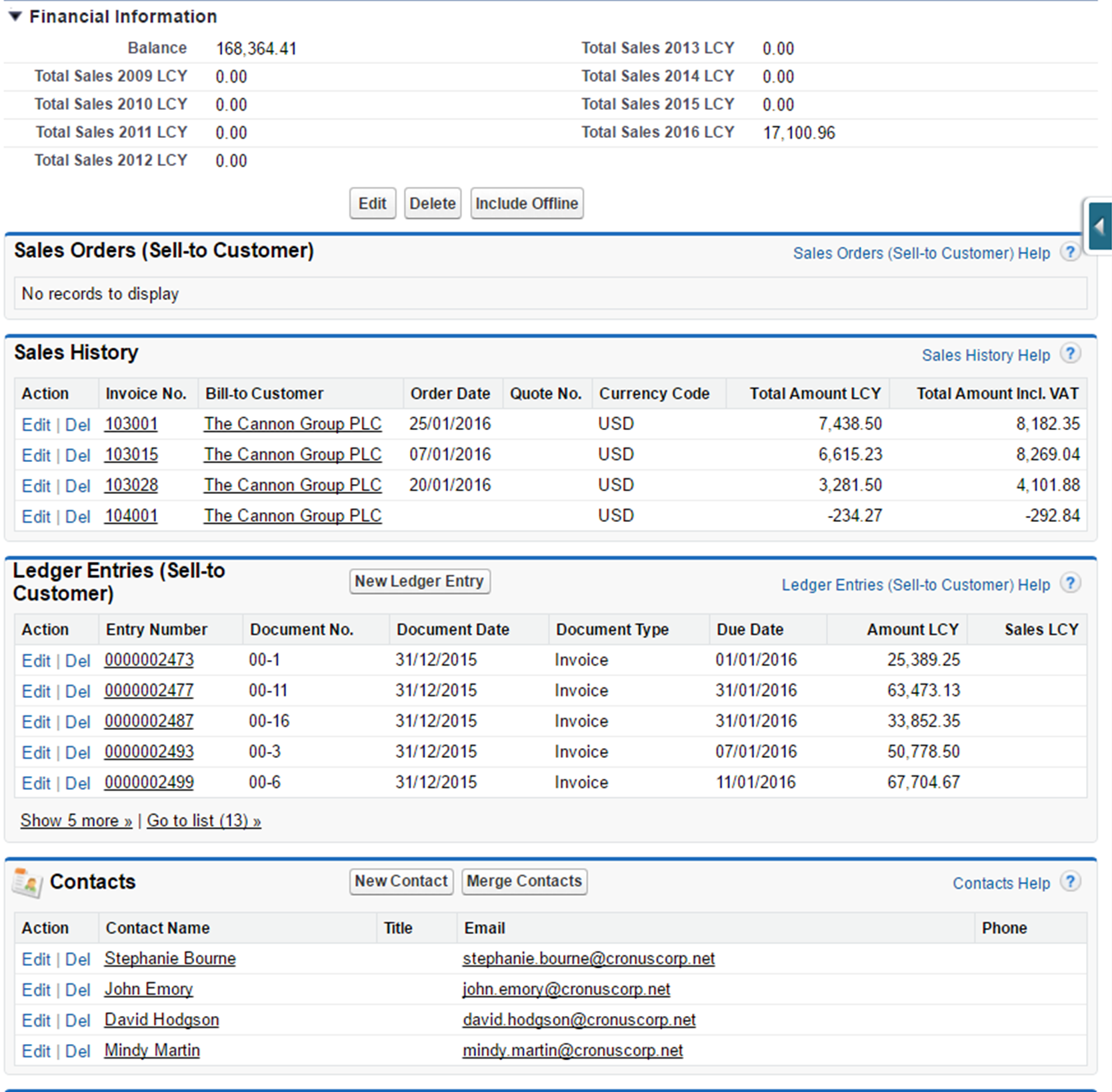Sales History App Extension for Salesforce displays ERP data
