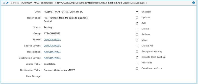 General Setup for file transfer from Sales to Business Central