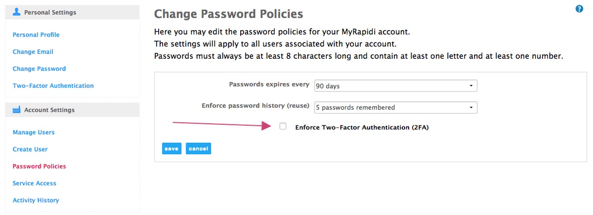 enforce two-factor authentication