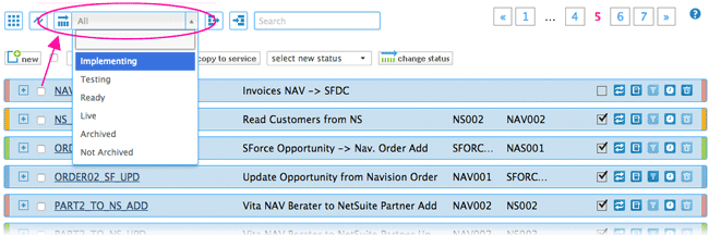 filtering on transfer status