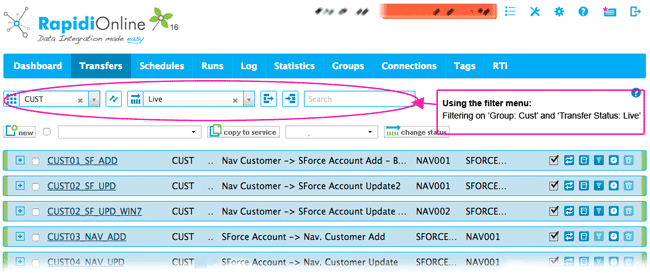leveraging the filtering menu