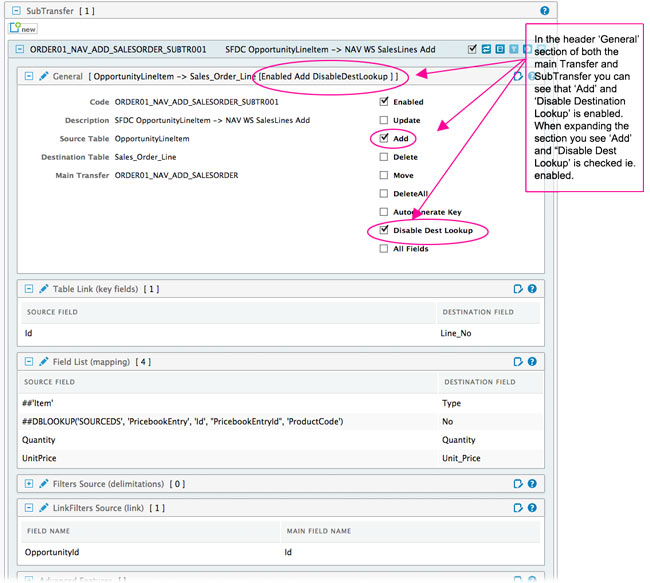 subtransfer on sales order using web services