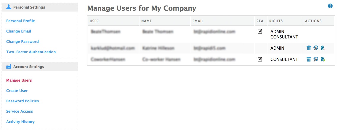 manage user for my company