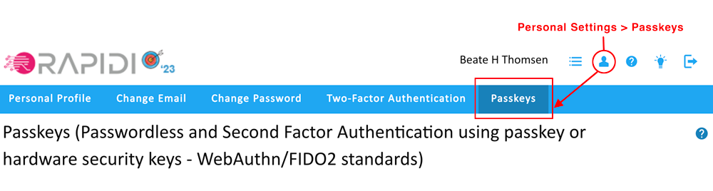passkeys in myrapidi