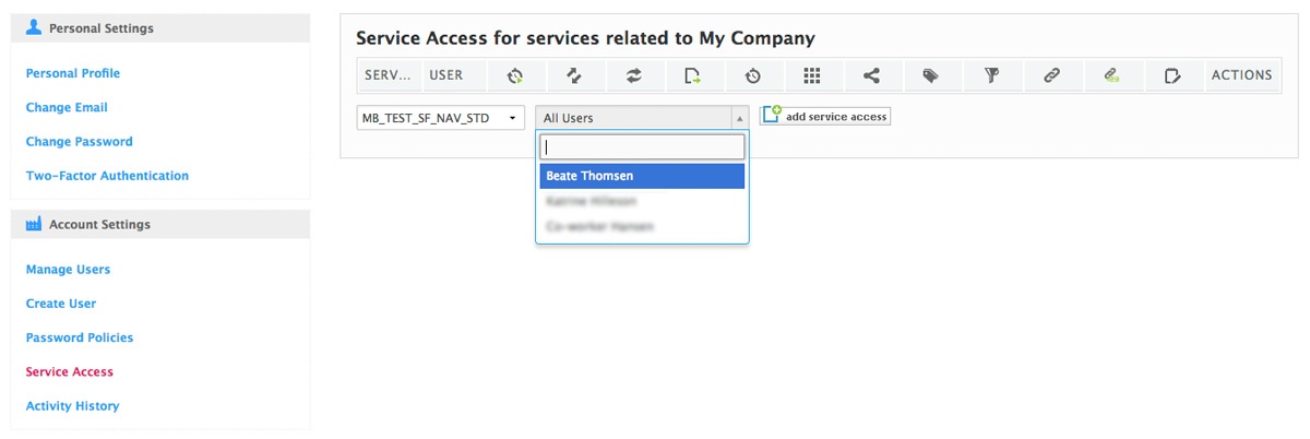 add yourself to the service access list