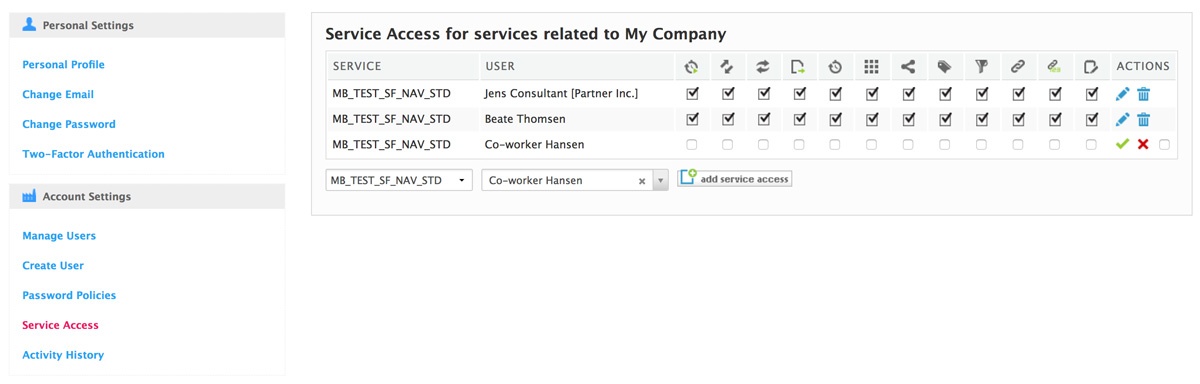 add service access for a co-worker
