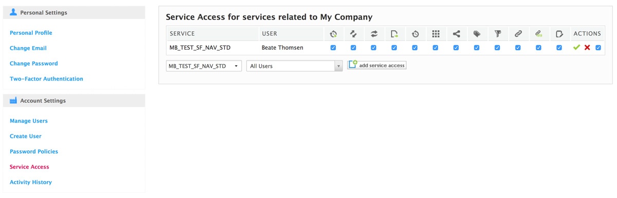 service access for admin added