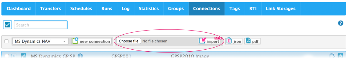 choosing your JSON file and click the 'import' button