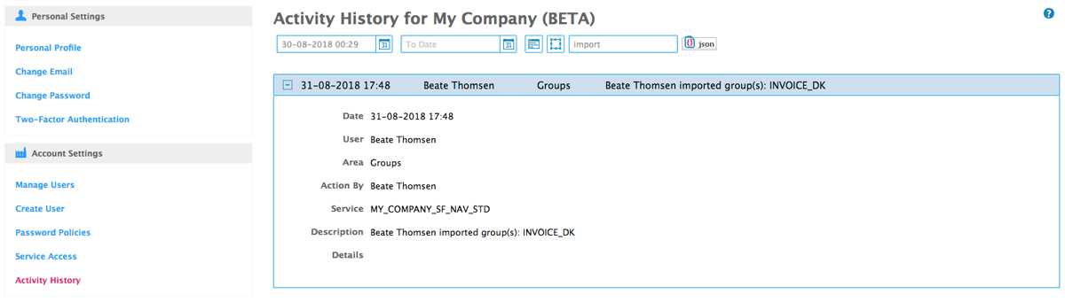 import on activity history