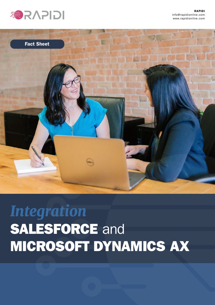 Titelseite des Rapidi-Datenblatts zu Salesforce und Microsoft Dynamics AX