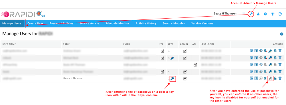 Passkey-Nutzung für Admin erzwingen