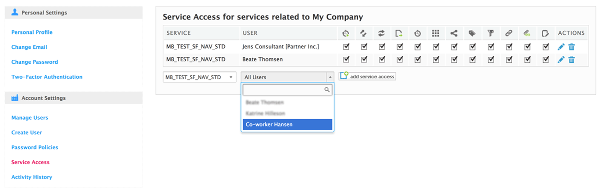 add service access for a co-worker