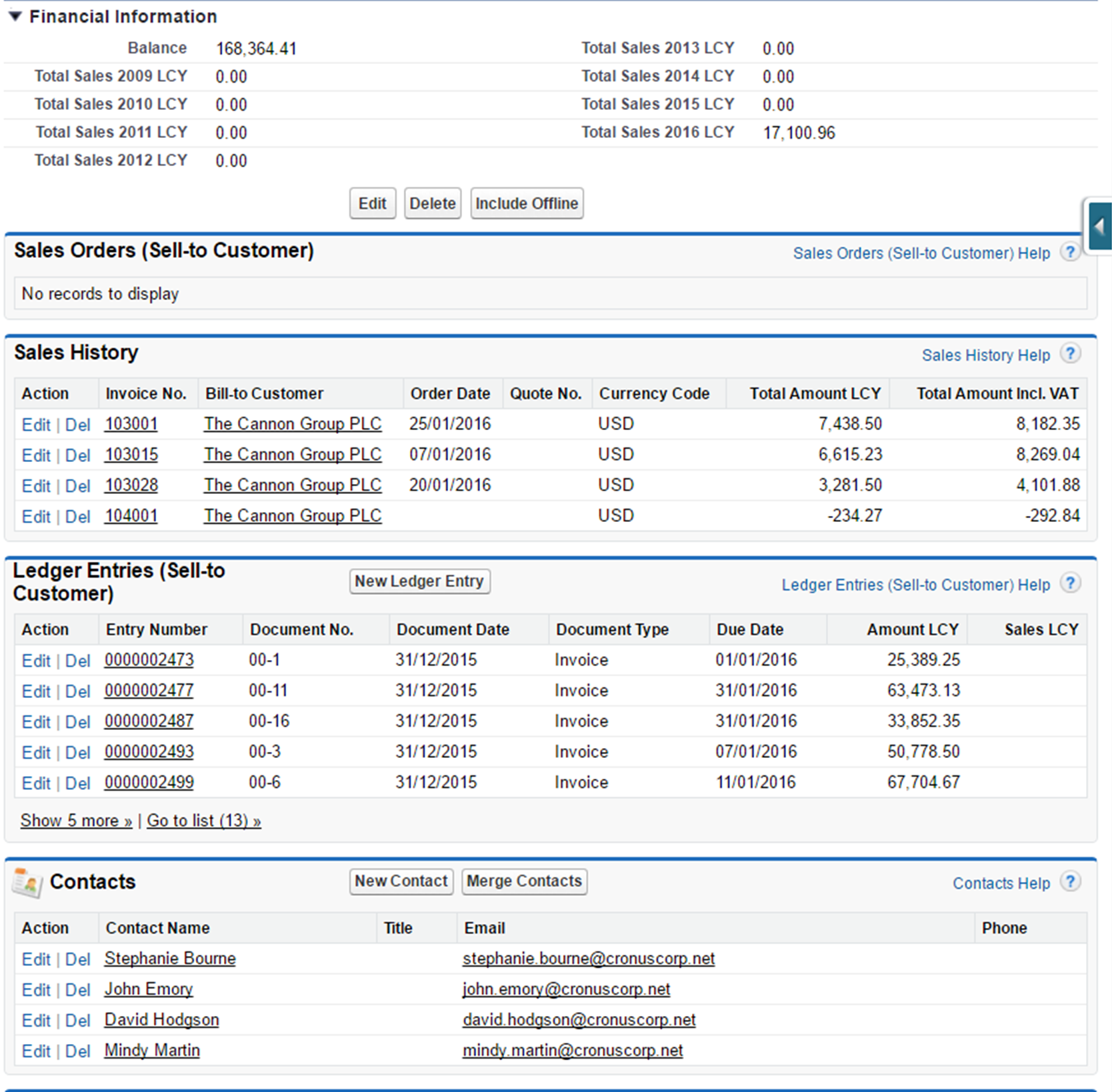 Die Sales History App Extension für Salesforce zeigt ERP-Daten an