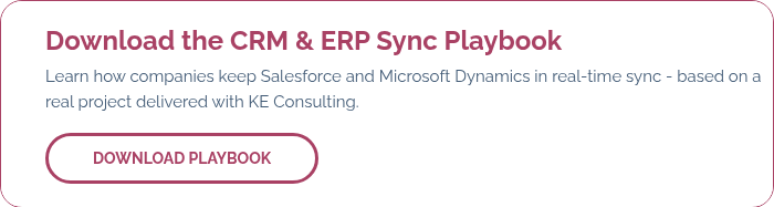 Download the CRM & ERP Sync Playbook Learn how companies keep Salesforce and Microsoft Dynamics in real-time sync - based on a real project delivered with KE Consulting.
