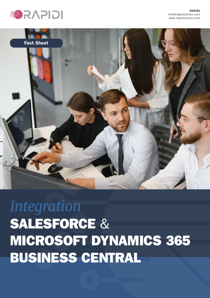 Couverture de la fiche technique Rapidi Salesforce et Microsoft Dynamics 365 Business Central